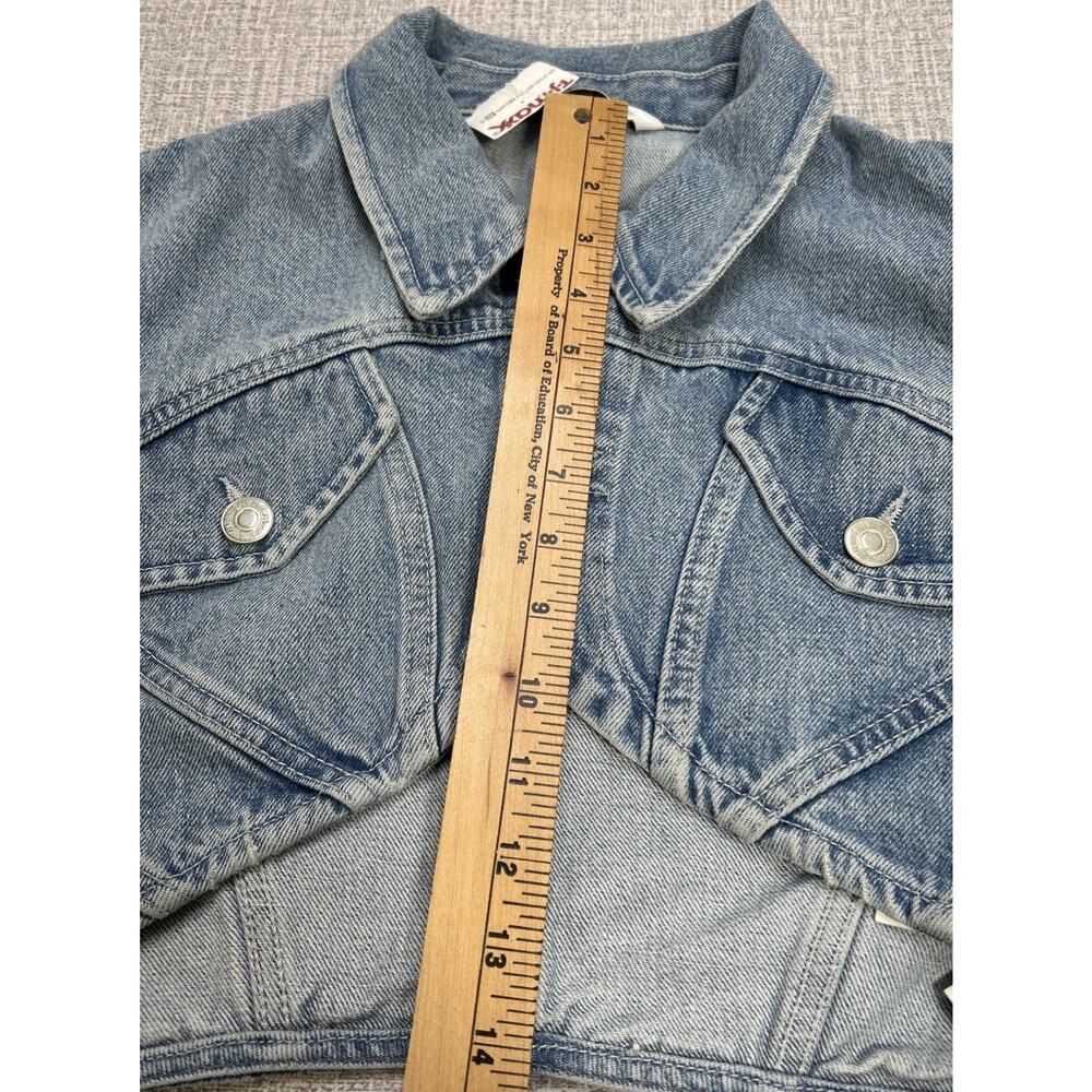 Zara Cropped Denim Bolero Jacket Cut Out Blue Size Medium High Crop New - Picture 6 of 9